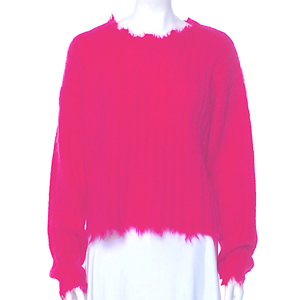Iro Mohair Wool Sweater Sz Med Pink Fringed Hem Fuzzy Feminine Luxury Old Money